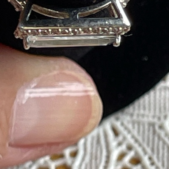 925 sterling silver blue topaz ring w/CZs - Picture 8 of 10